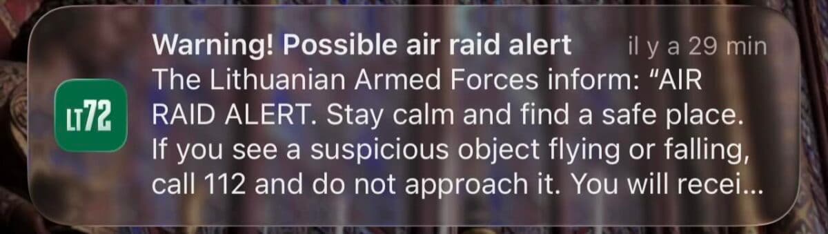 立陶宛與拉脫維亞因疑似無人機活動發布空中危險警報,北約波羅的海空中巡邏啟動 1