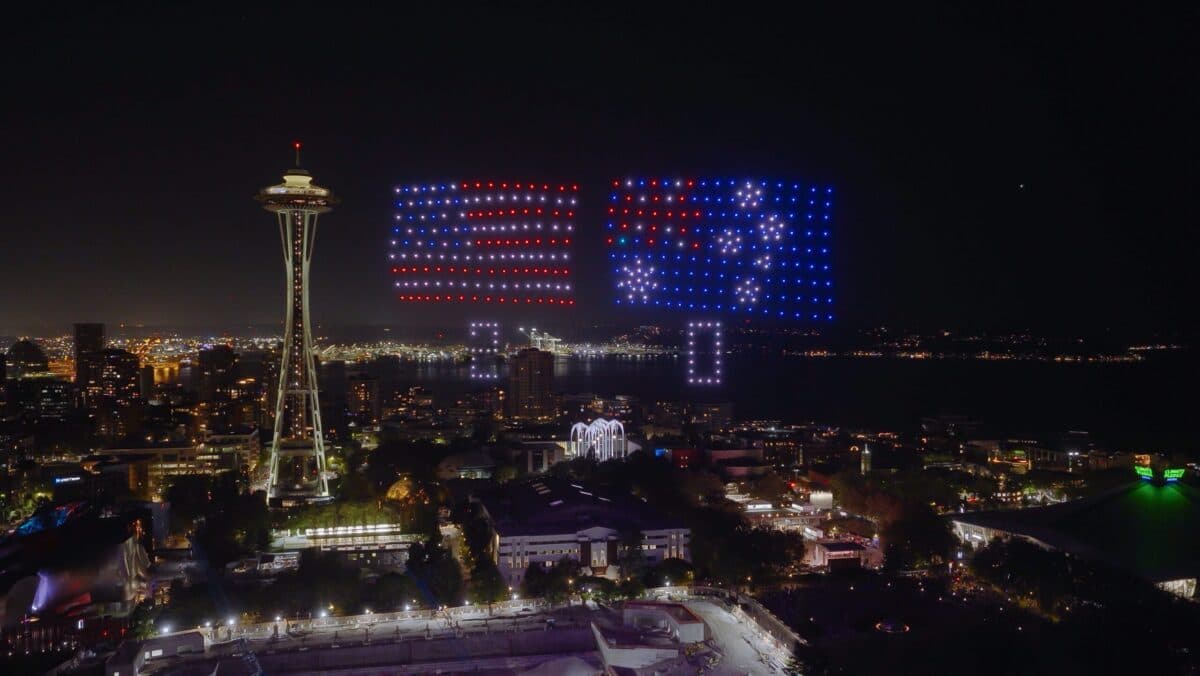 Drone Scoreboard Makes World Cup Debut Above Seattle