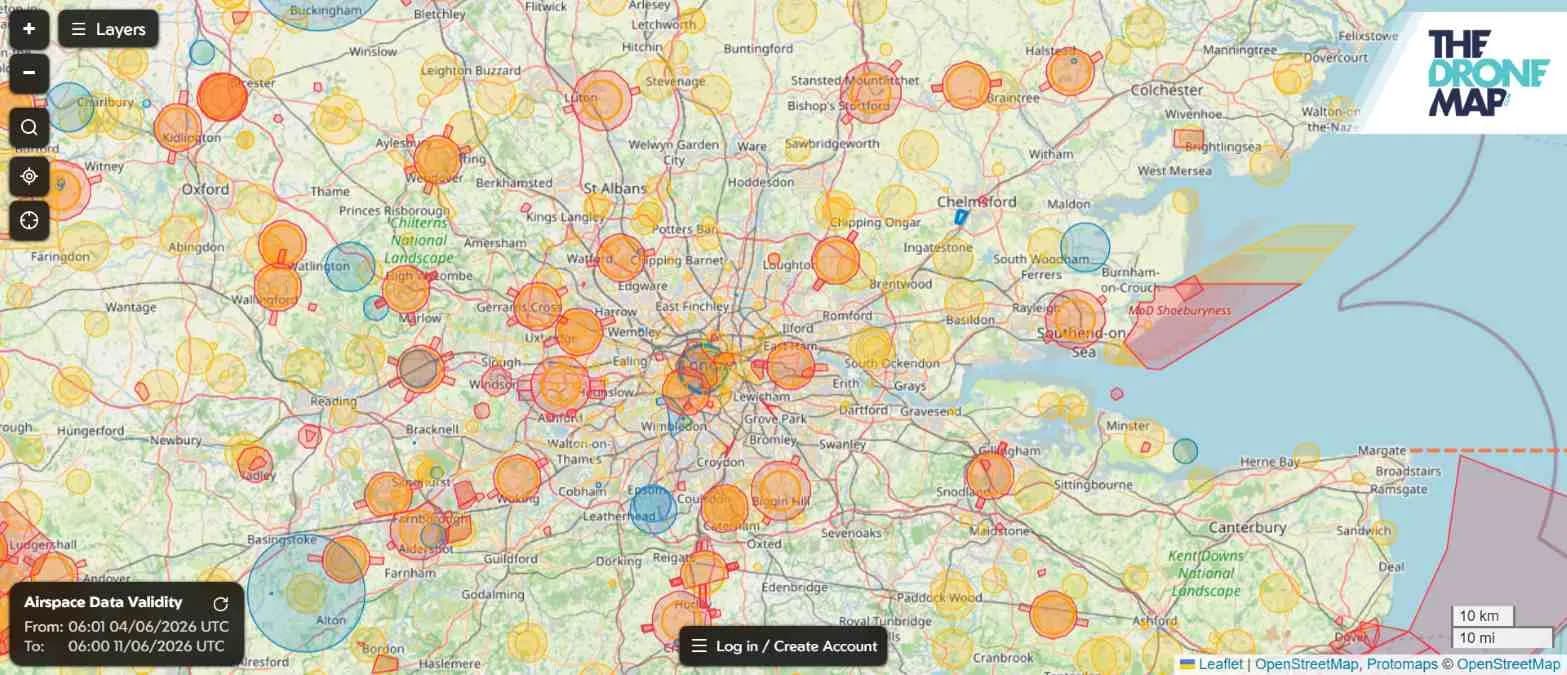 英國「Drone Map」推出新功能,協助無人機飛行員避免空域衝突 1
