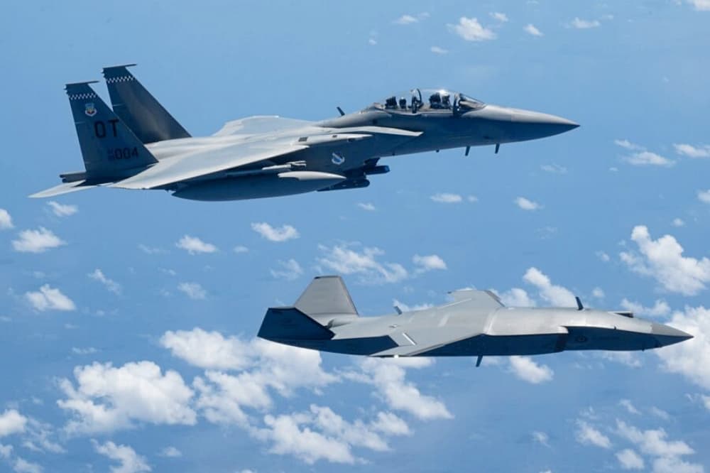F-15EX Eagle II and CCA Drone Complete Historic First Cooperative Flight Over the Pacific