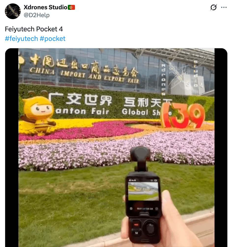 飛宇 Pocket 4 雲台相機曝光,有望搭載 1/1.55 吋 CMOS 感光元件 1
