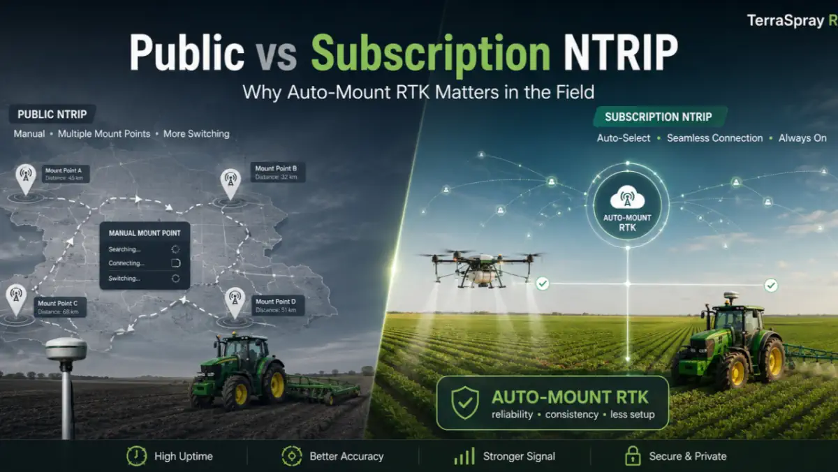 公共 vs 訂閱制 NTRIP:自動掛載點 RTK 技術為何在實地作業中至關重要 1