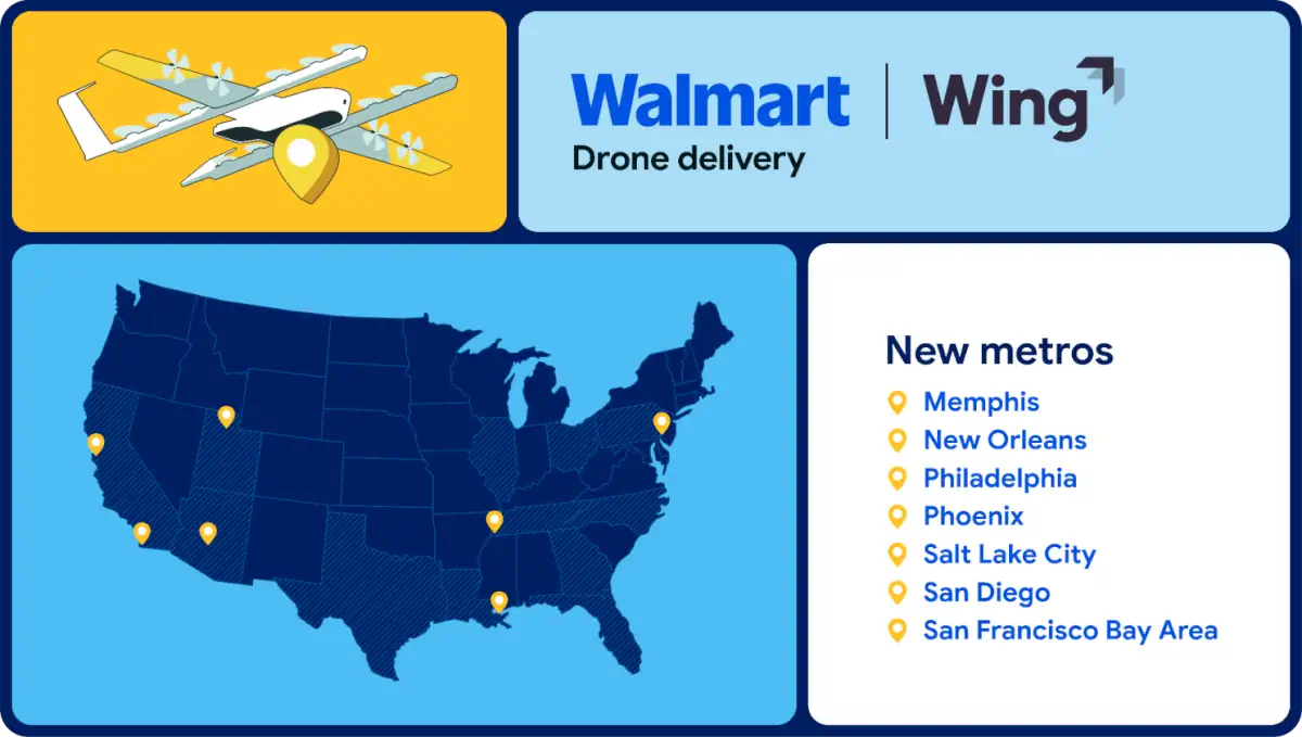 Wing and Walmart Announce Seven New Markets to Expand Drone Delivery Footprint 1