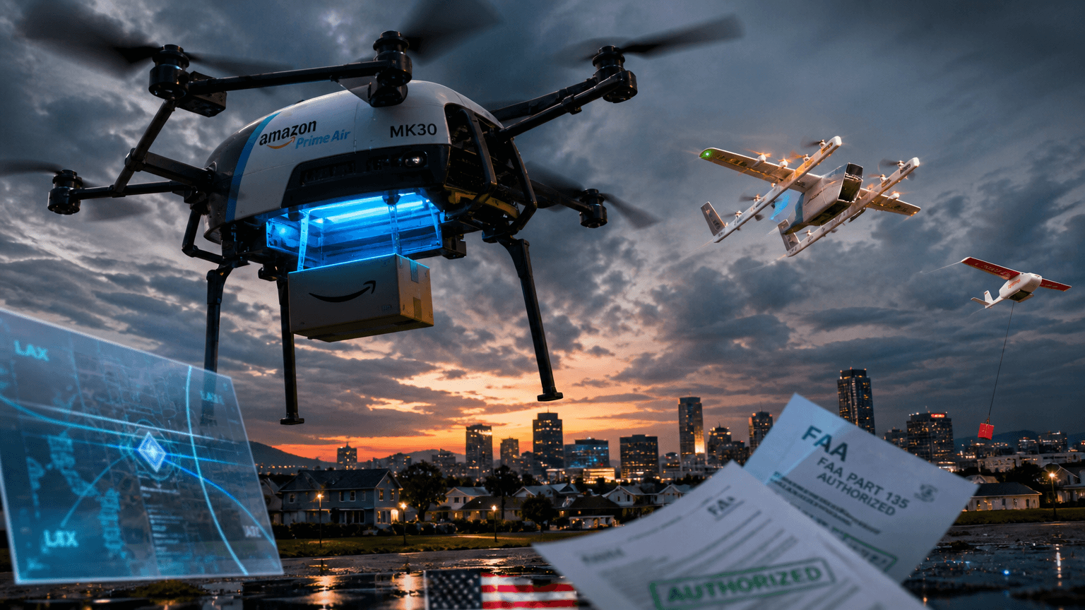 Amazon Prime Air、Wing、Zipline聯手推進美國無人機物流,互動地圖揭露21州FAA授權全貌