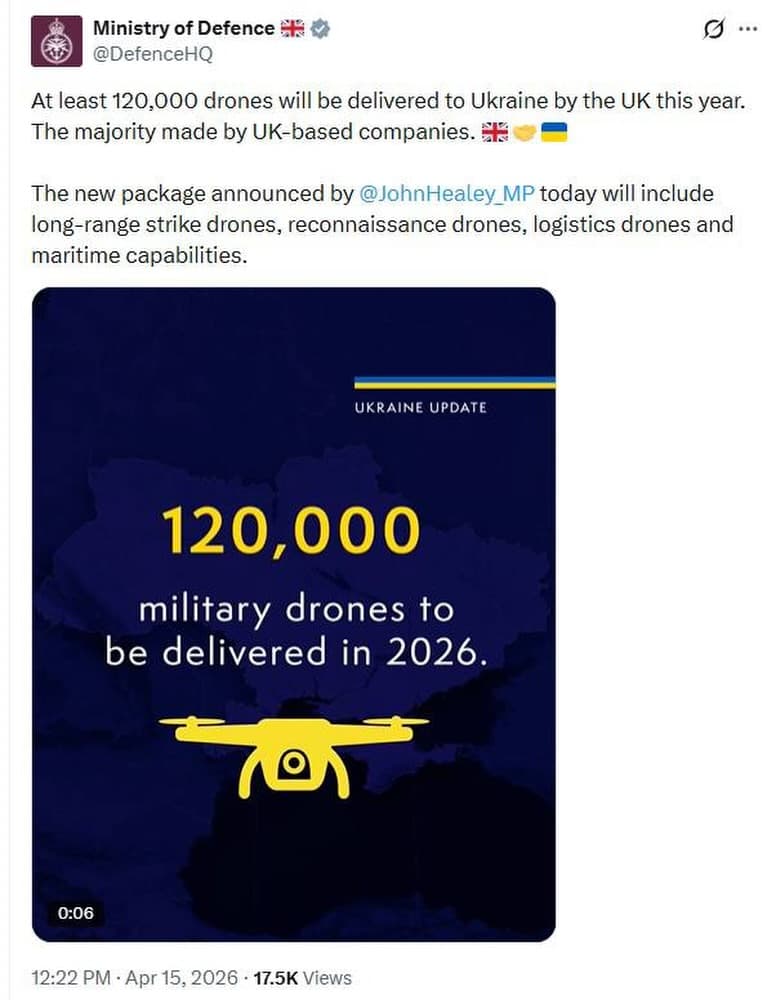 英國宣布史上最大無人機援助方案:向烏克蘭供應逾 12 萬架無人機 1