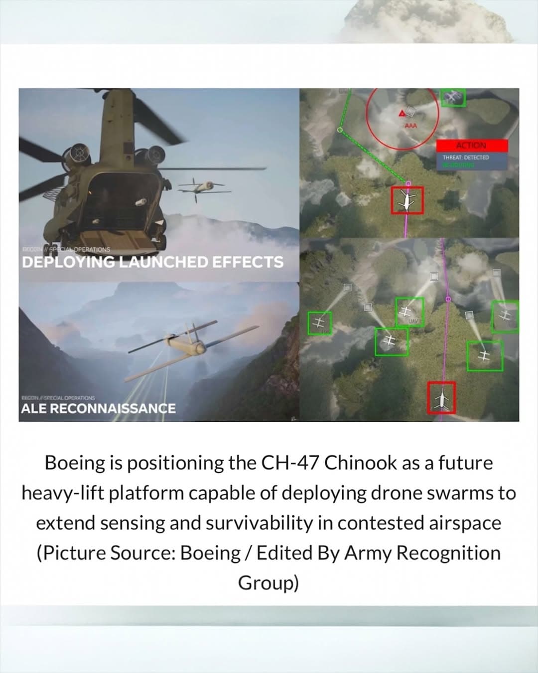 波音公司揭示CH-47契努克直升機全新概念:化身高容量無人機蜂群發射平台 1