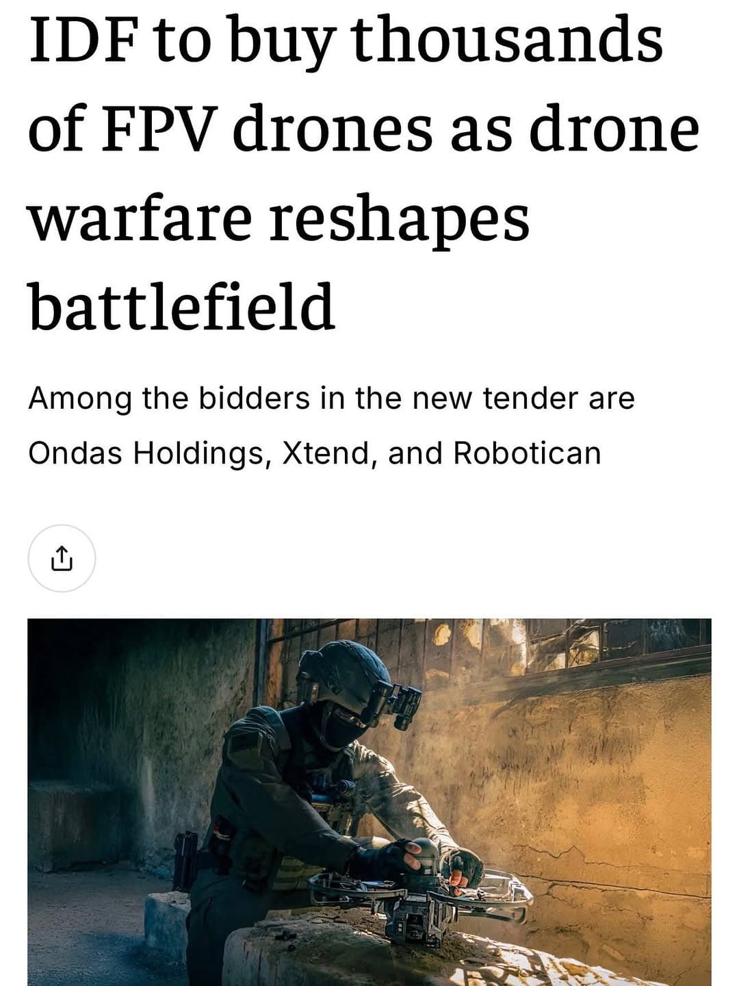 以色列國防軍計畫大規模採購12,000架FPV攻擊無人機,強化無人機作戰能力 1