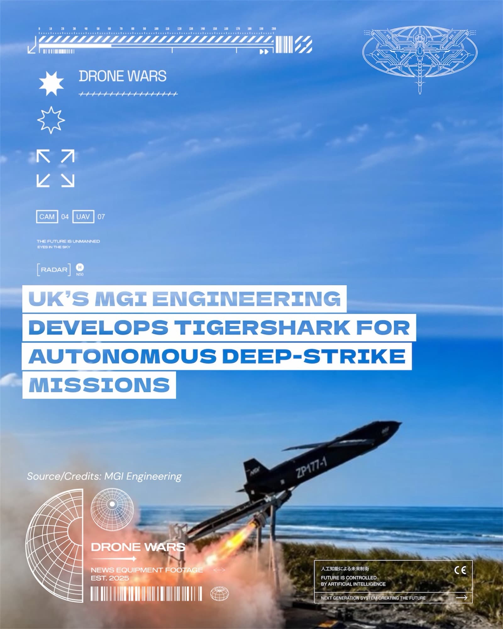 英國 MGI Engineering 公開 TigerShark 長程自主單向攻擊載具 毋需衛星導航可蜂群部署