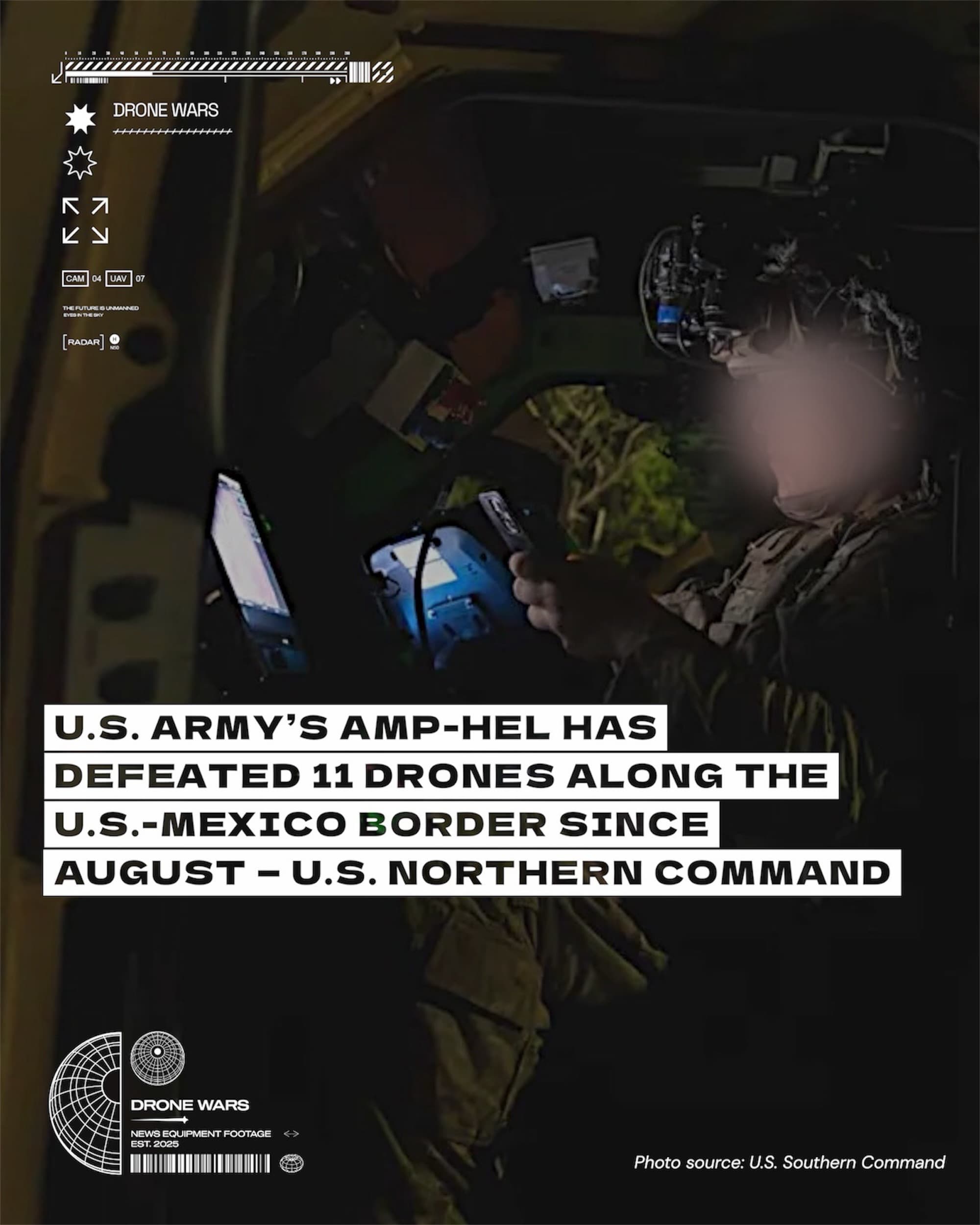 美軍雷射武器實戰發威:AMP-HEL 於美墨邊境成功擊落 11 架走私無人機