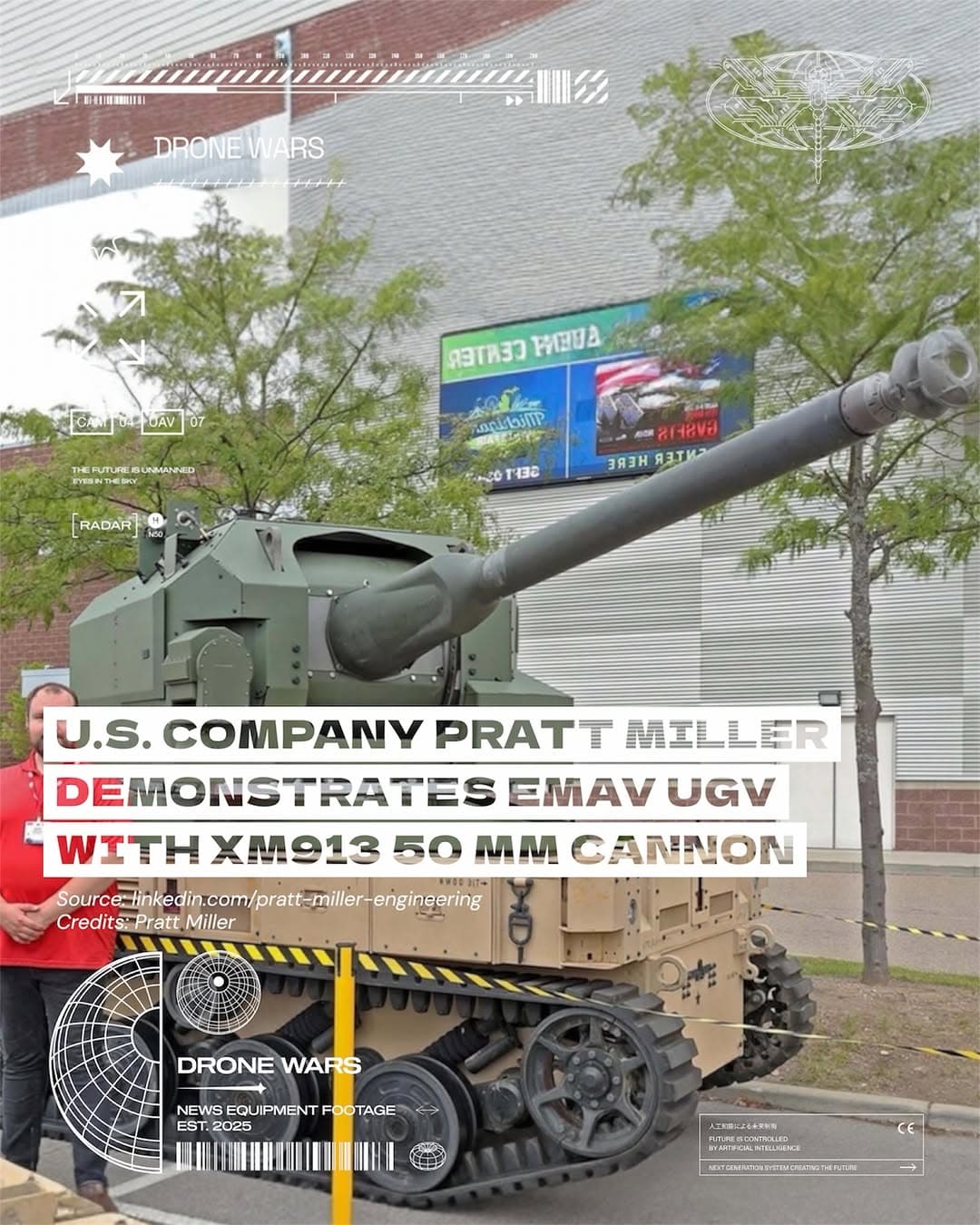 Pratt Miller展示搭載XM913 50-mm機砲的EMAV重型無人地面載具