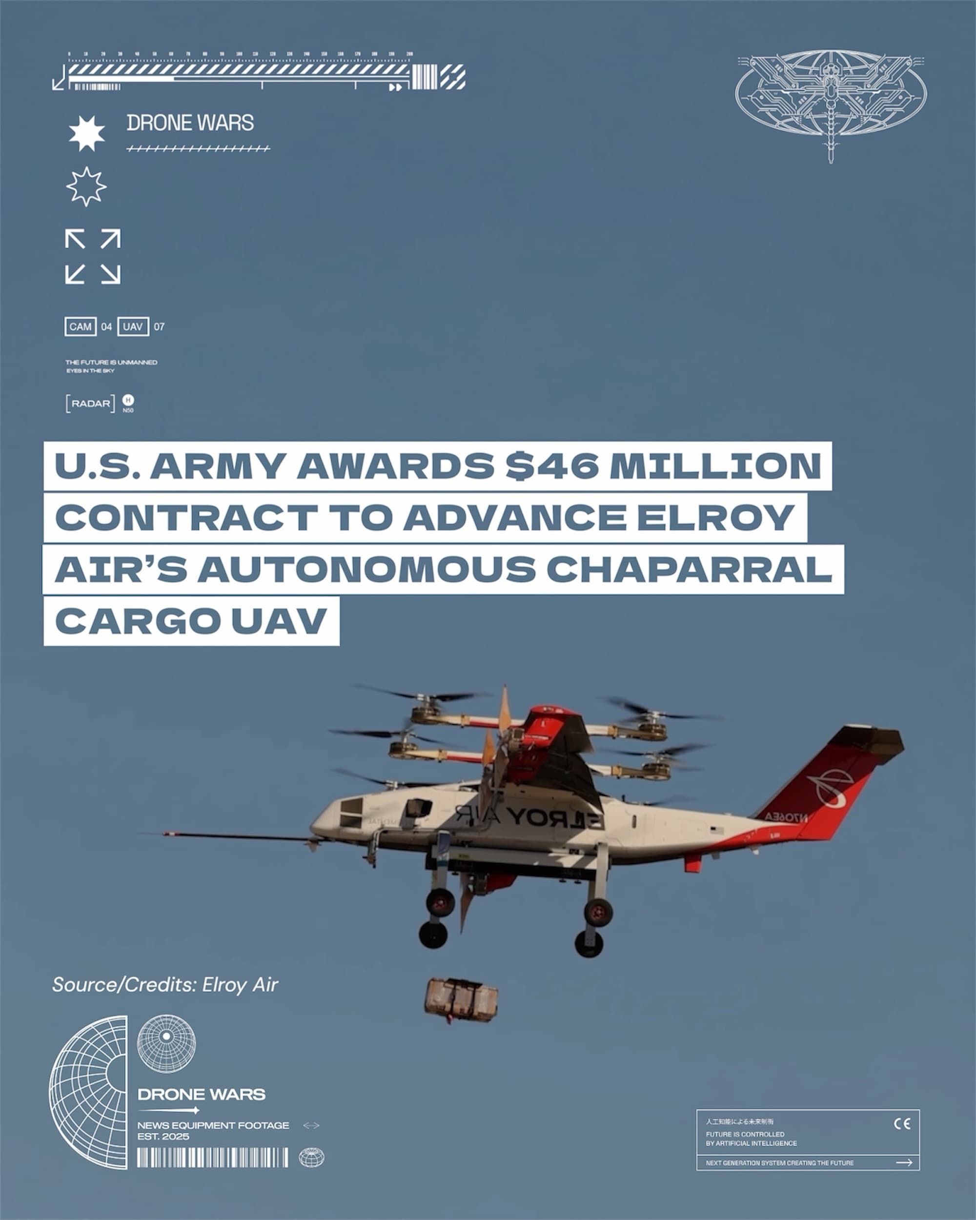 美陸軍砸46萬美元挹注Elroy Air,持續開發Chaparral自主貨運無人機至2029年