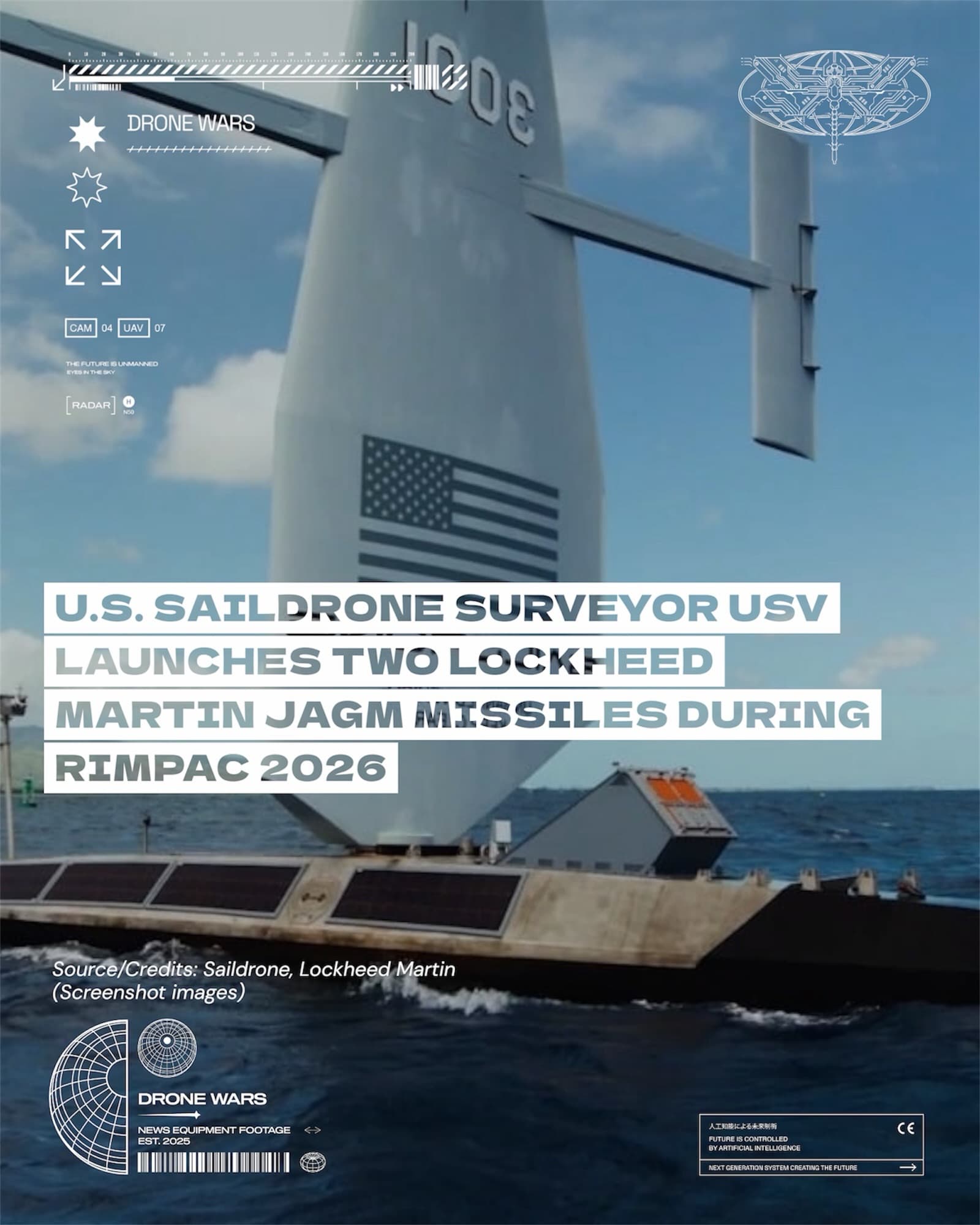 Saildrone無人艇創舉:RIMPAC 2026首度從Surveyor發射兩枚JAGM飛彈
