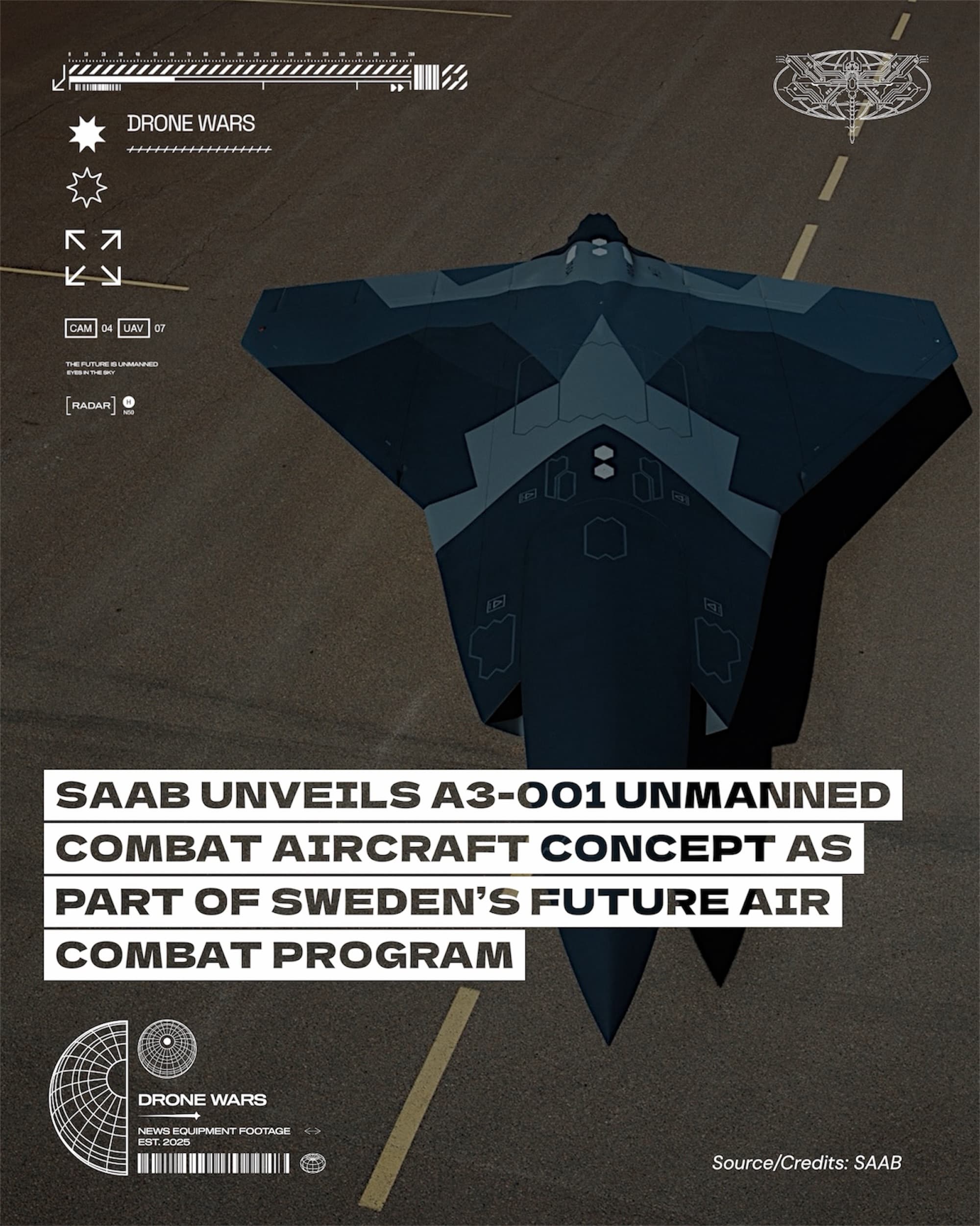 📸 Saab首度公開A3-001協同作戰航空器影像與全尺寸模型