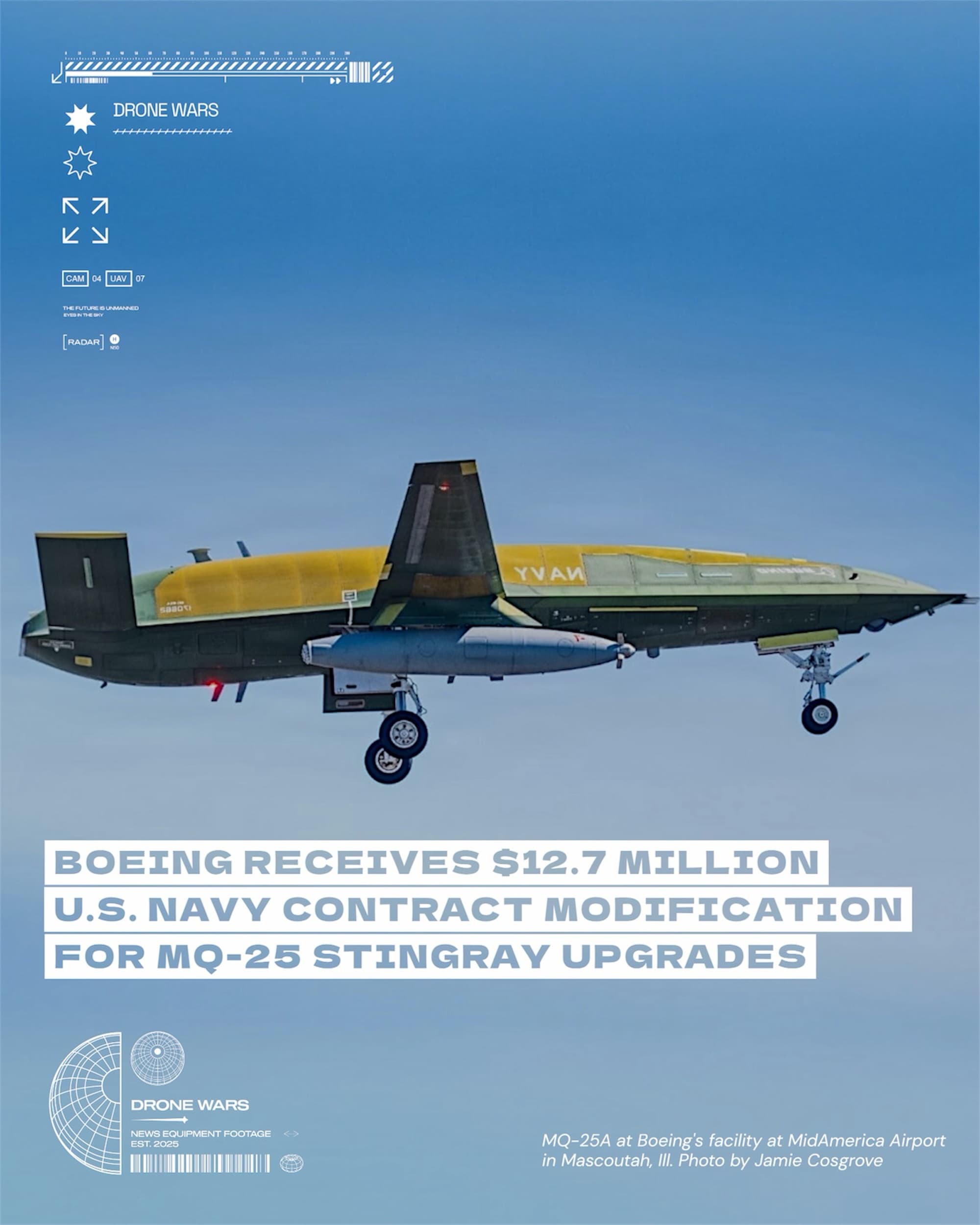 美國海軍斥資1270萬美元 升級MQ-25 Stingray電子系統