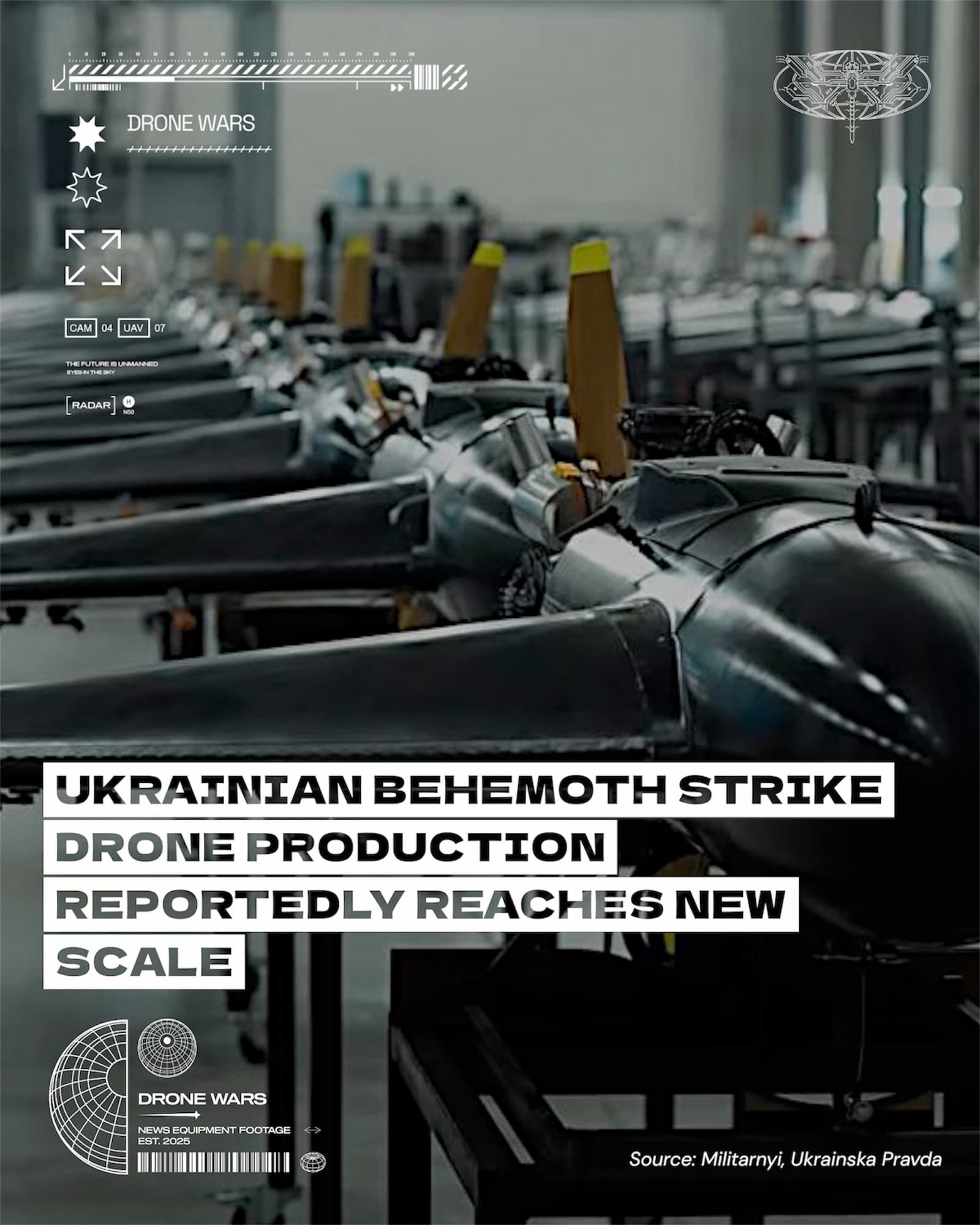 烏克蘭獨立日前後曝光:數十架 Behemoth 攻擊無人機現身生產設施