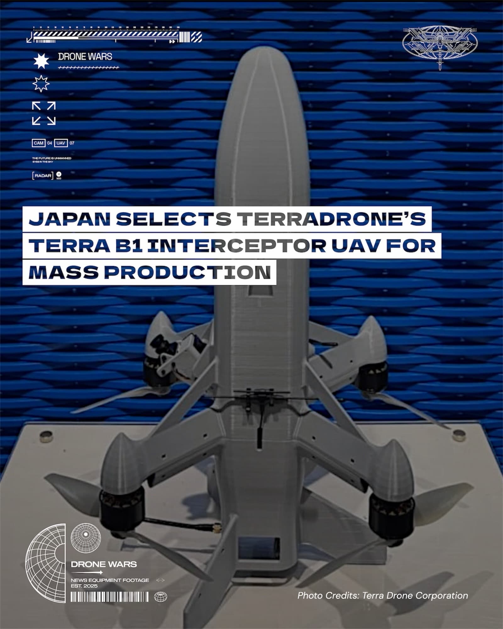 日本選定 Terra Drone Terra B1 攔截無人機投入量產