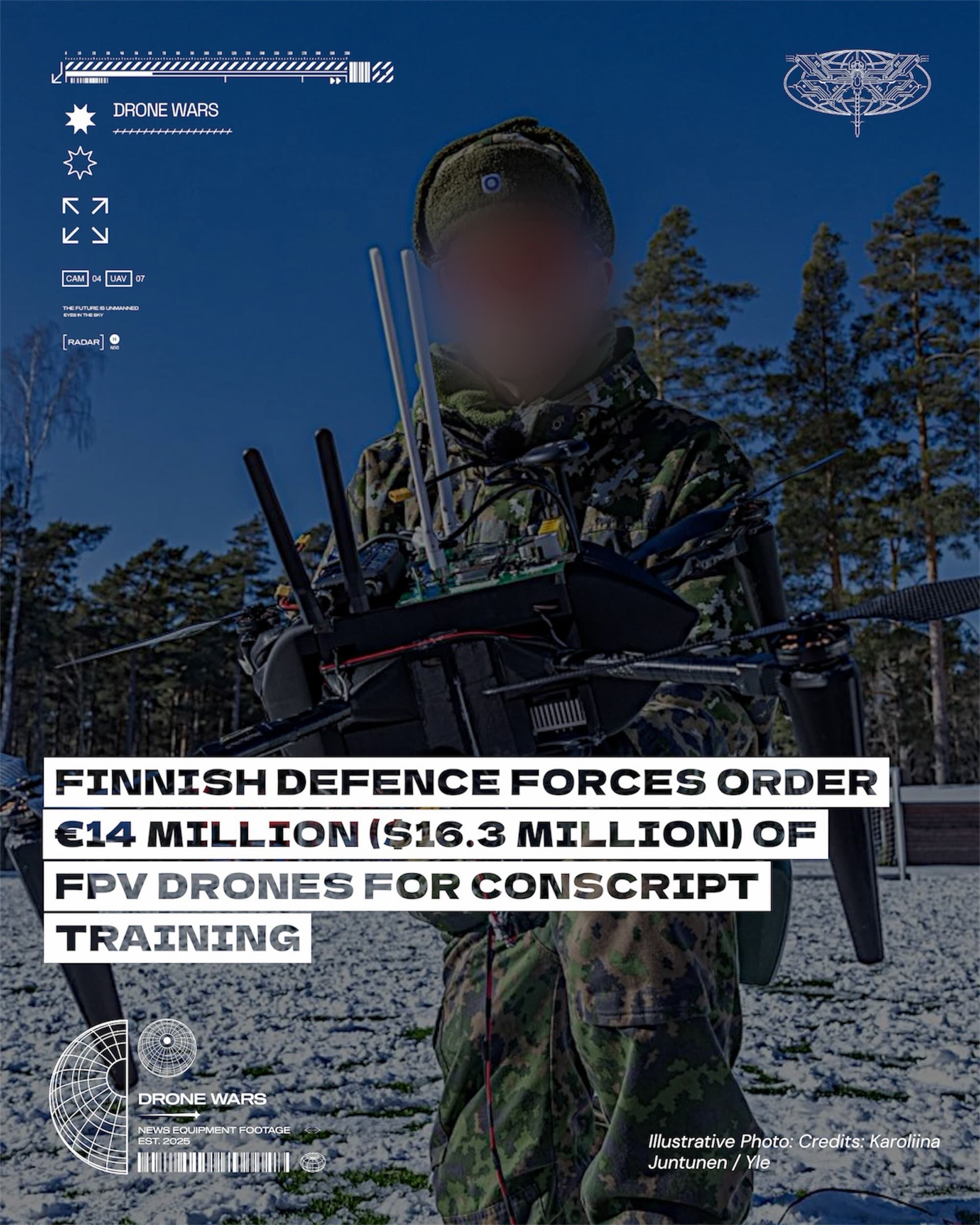 芬蘭國防軍斥資€14 million (approx. $16.3 million)採購FPV無人機訓練義務役官兵