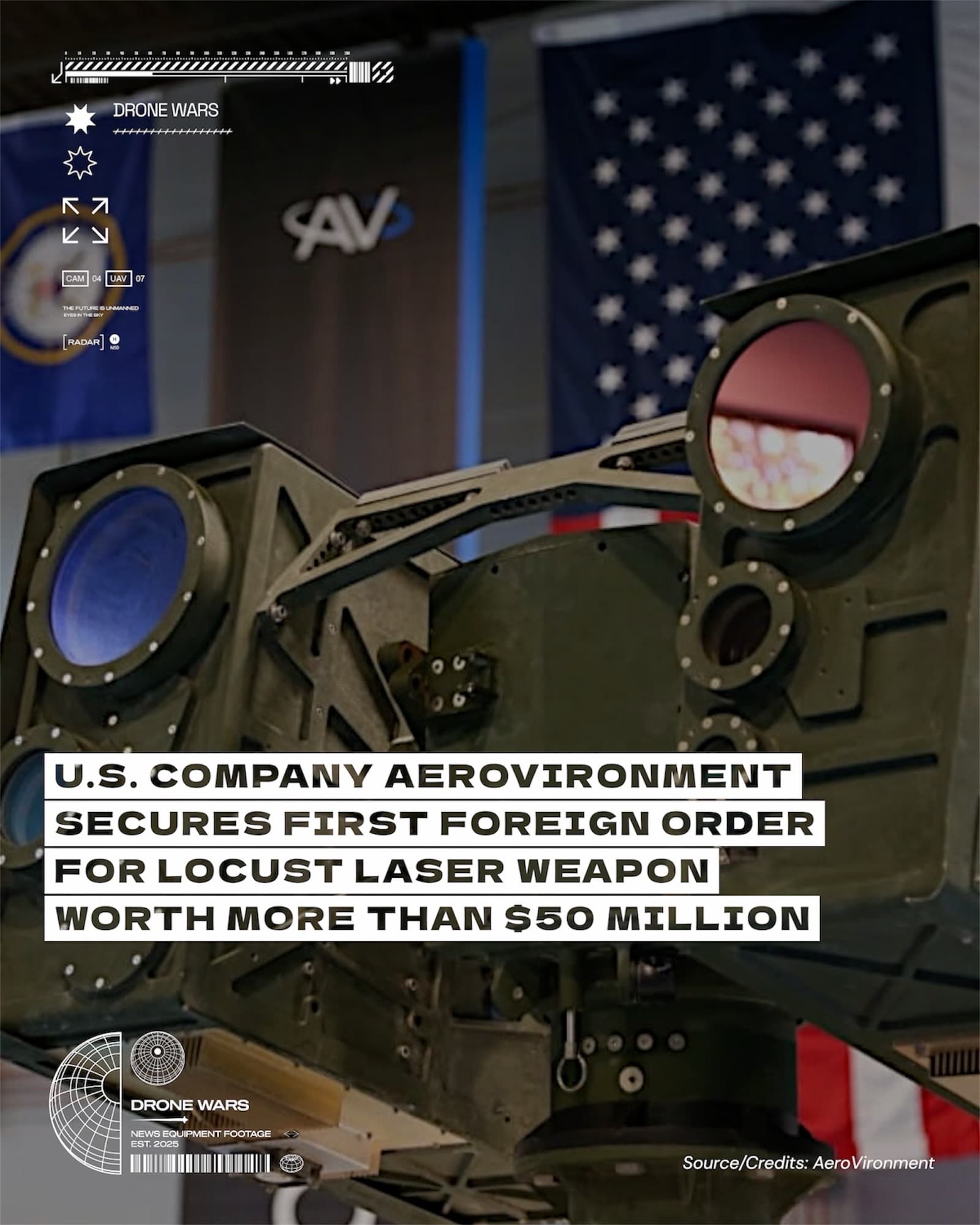 AeroVironment獲LOCUST雷射武器首筆海外訂單,金額逾$50 million
