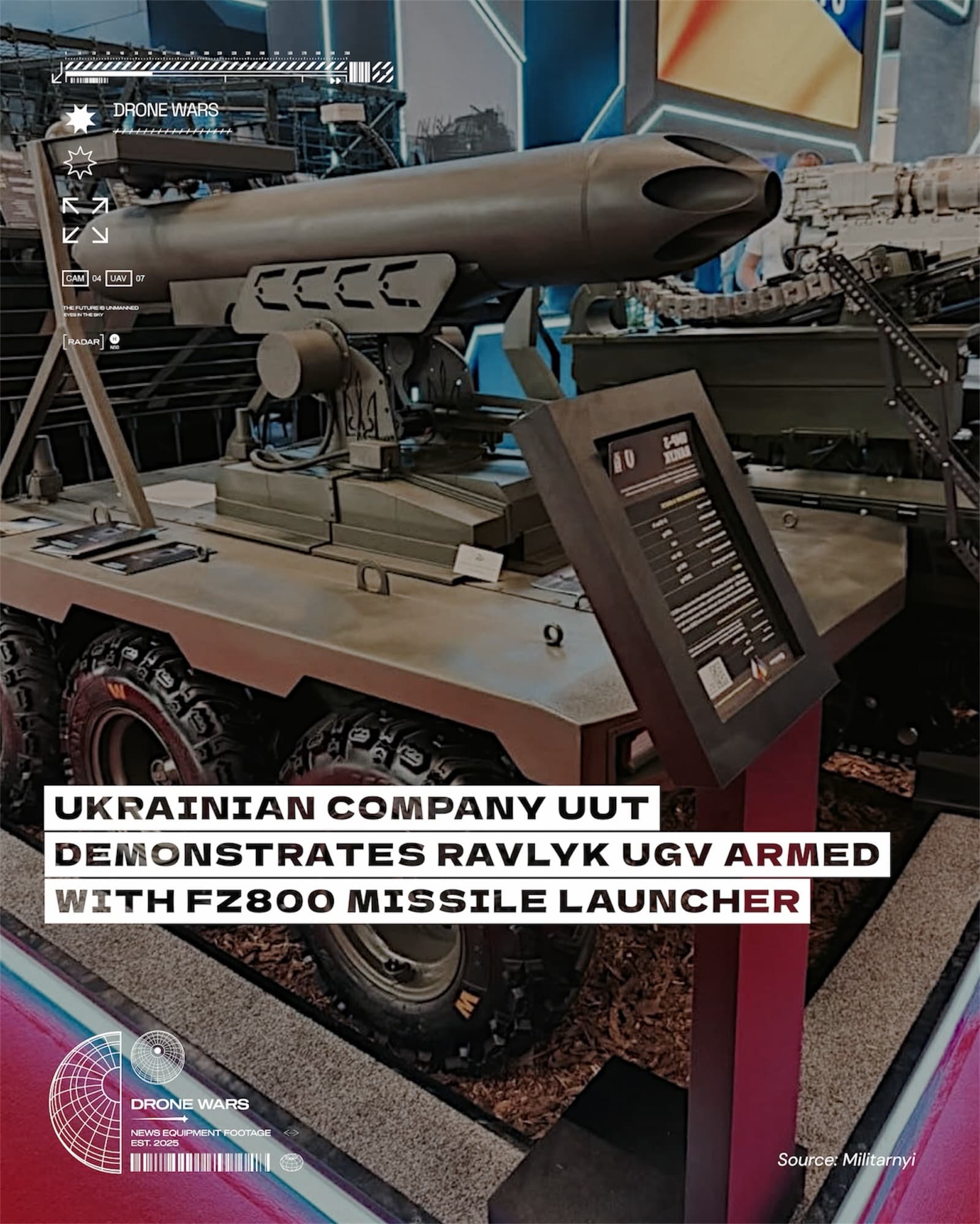 Ukrainian Unmanned Technologies於MSPO 2026展示搭載火箭發射器的UMP-3 Ravlyk