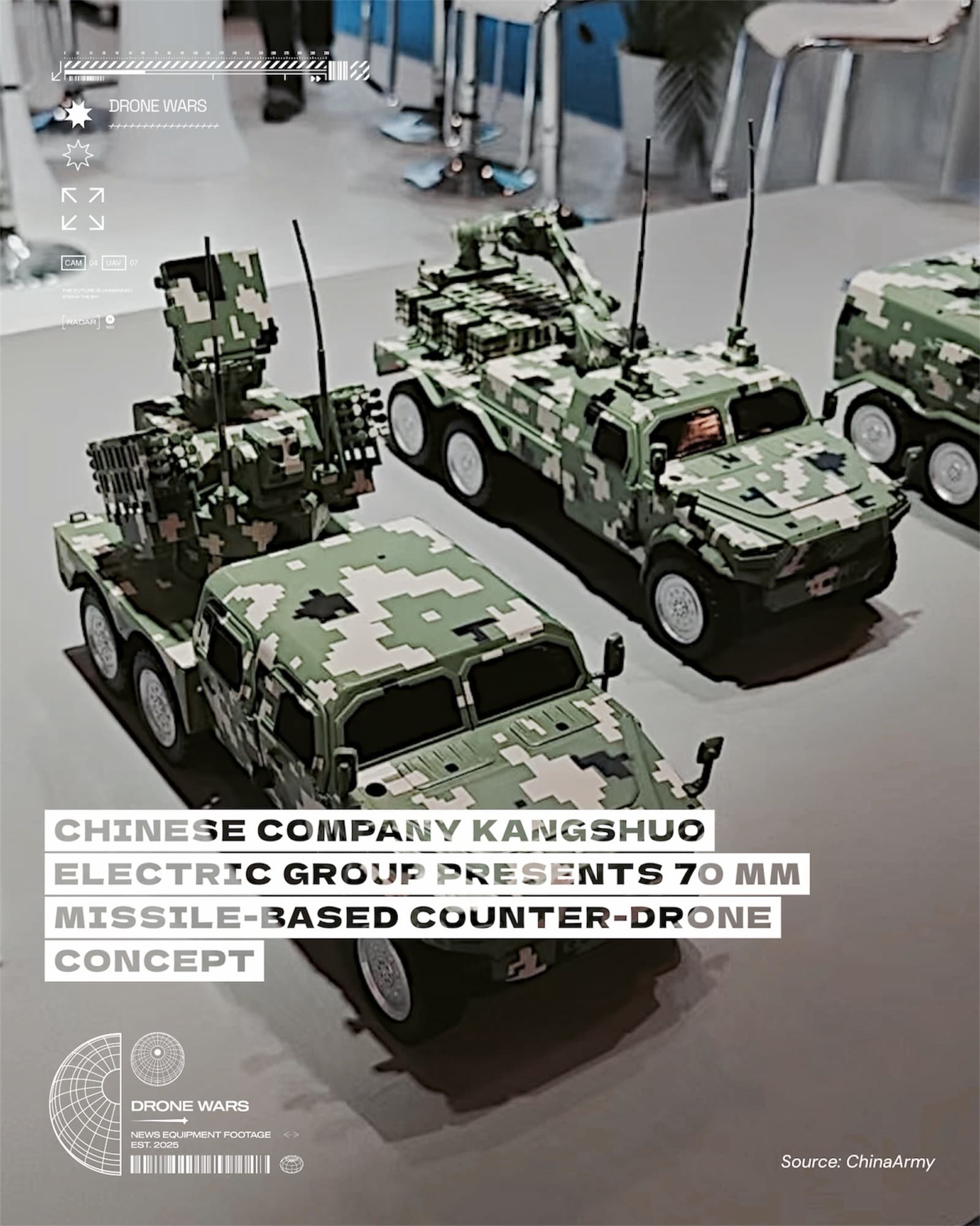 Kangshuo Electric Group展示70 mm飛彈反無人機系統概念