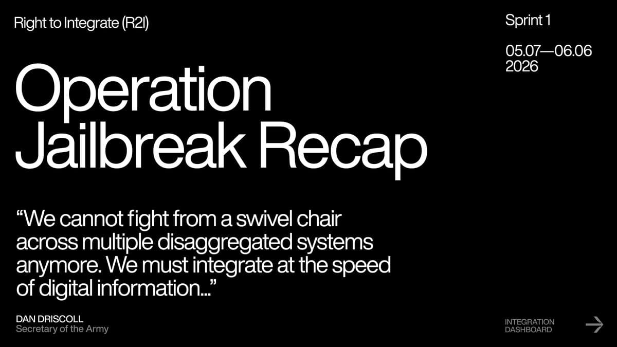 U.S. Army's 'Operation Jailbreak': 74 Systems from 59 Companies Integrated into Lattice Platform in First 30 Days 1