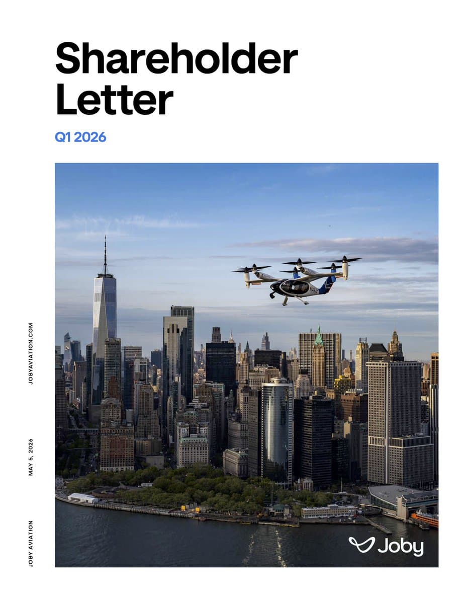 Joby Aviation 公布 2026 年 Q1 財報:eVTOL 空中計程車在全美正式啟動營運 1